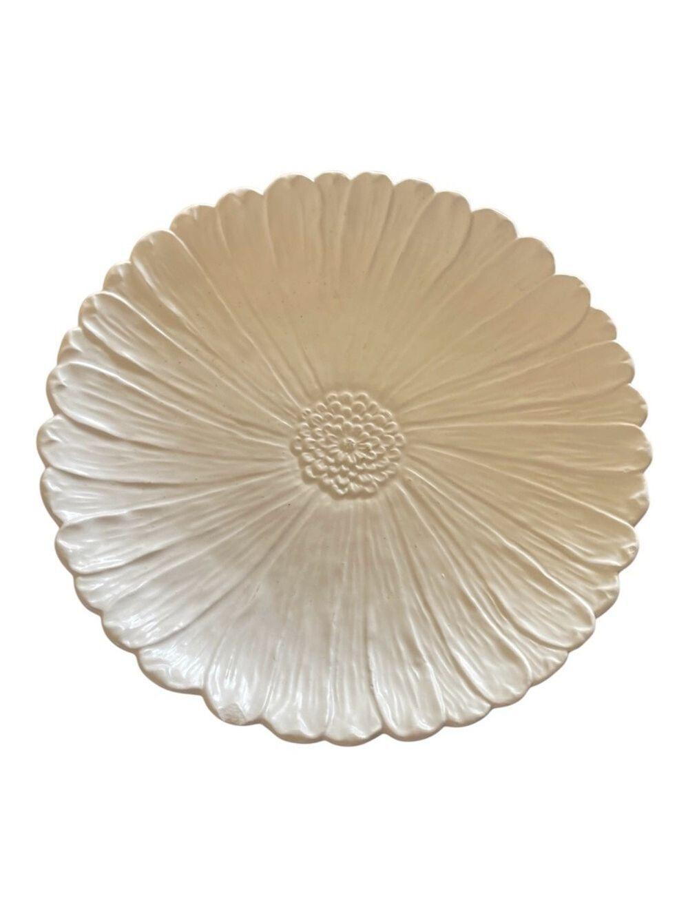 Vintage White Barn Cream Ceramic Sunflower Decorative Plate Cottagecore
